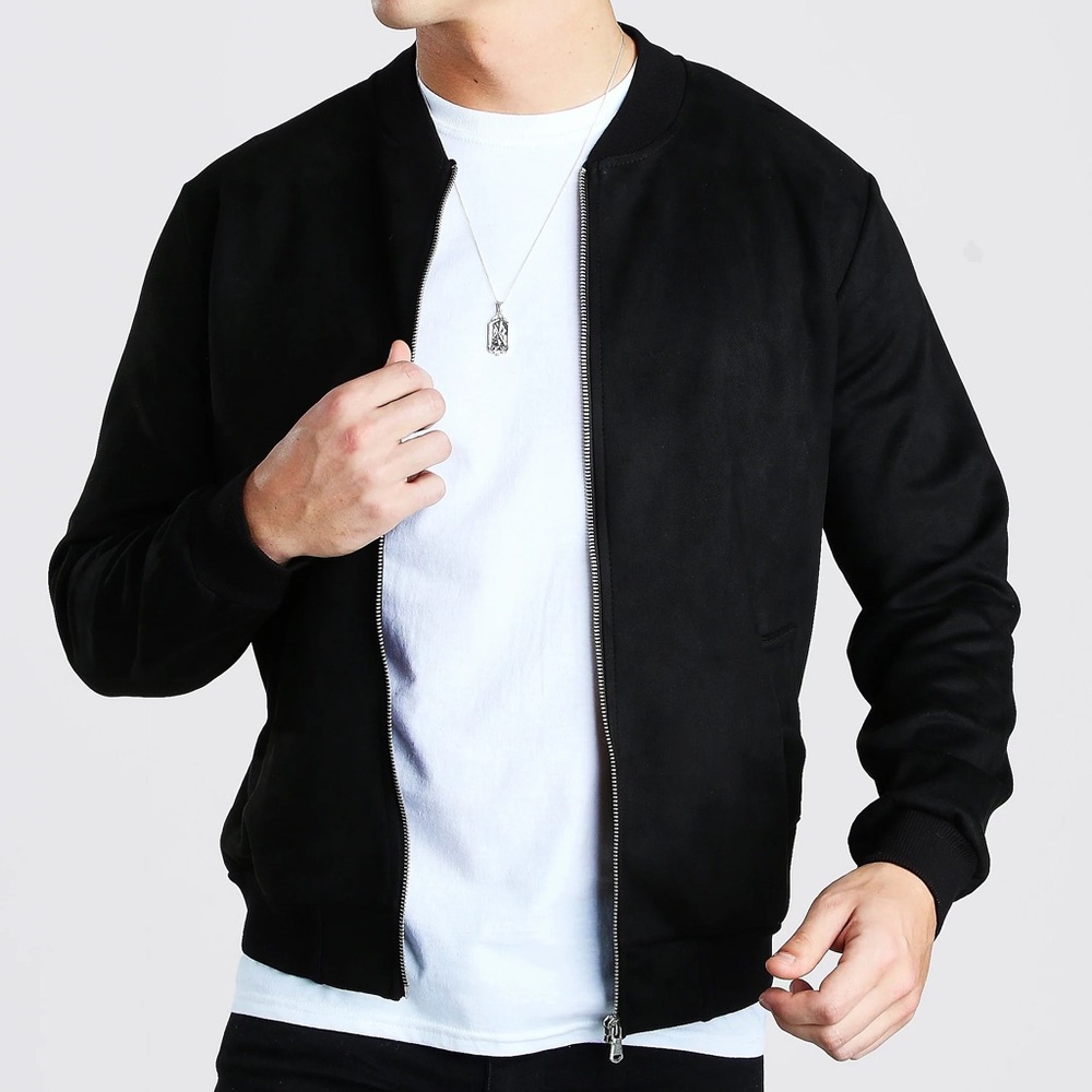 FAUX SUEDE UNLINED SMART BOMBER SIZE L